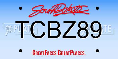 TCBZ89 South Dakota License Plate