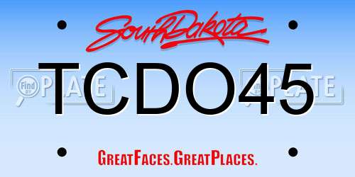 TCDO45 South Dakota License Plate
