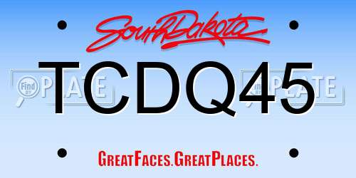 TCDQ45 South Dakota License Plate