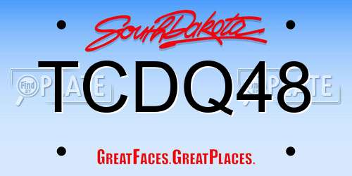 TCDQ48 South Dakota License Plate