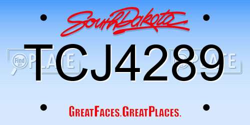 TCJ4289 South Dakota License Plate