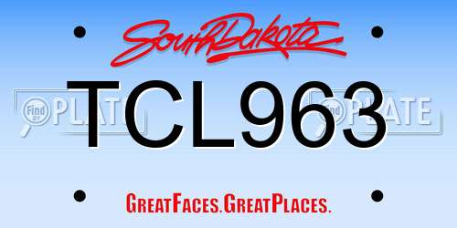 TCL963 South Dakota License Plate