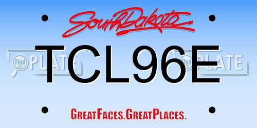 TCL96E South Dakota License Plate