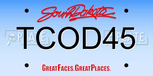 TCOD45 South Dakota License Plate