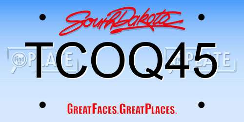 TCOQ45 South Dakota License Plate