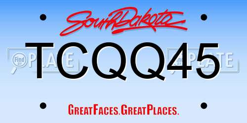 TCQQ45 South Dakota License Plate