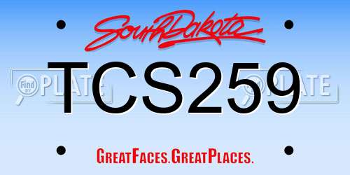 TCS259 South Dakota License Plate