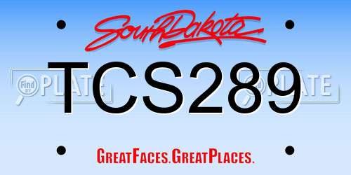 TCS289 South Dakota License Plate