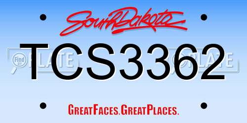 TCS3362 South Dakota License Plate