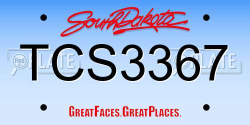 TCS3367 South Dakota License Plate