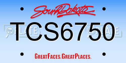 TCS6750 South Dakota License Plate