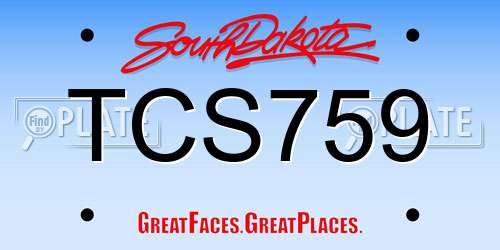 TCS759 South Dakota License Plate