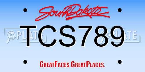 TCS789 South Dakota License Plate