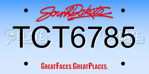 TCT6785 South Dakota License Plate