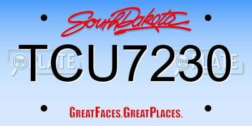 TCU7230 South Dakota License Plate