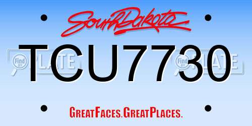 TCU7730 South Dakota License Plate