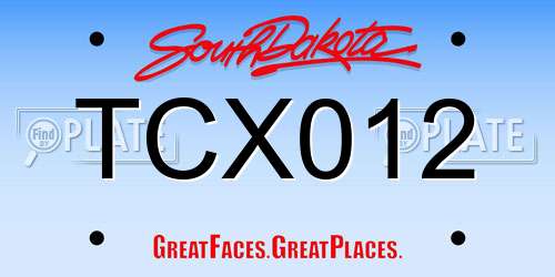 TCX012 South Dakota License Plate
