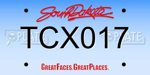 TCX017 South Dakota License Plate
