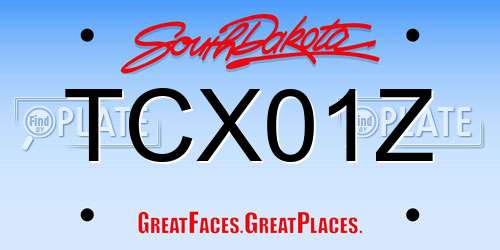 TCX01Z South Dakota License Plate