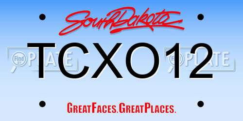TCXO12 South Dakota License Plate