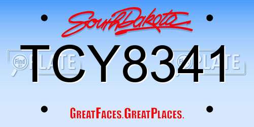 TCY8341 South Dakota License Plate