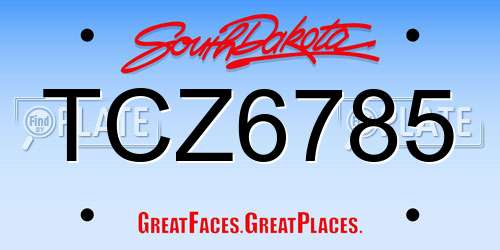 TCZ6785 South Dakota License Plate