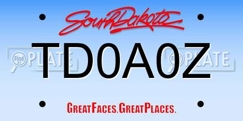 TD0A0Z South Dakota License Plate