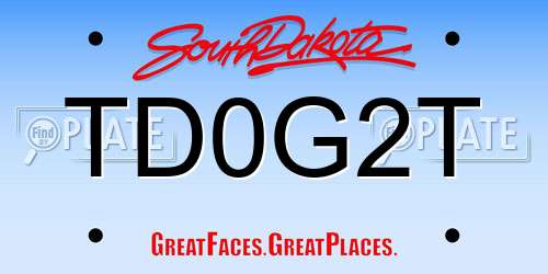 TD0G2T South Dakota License Plate