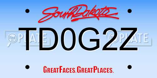 TD0G2Z South Dakota License Plate