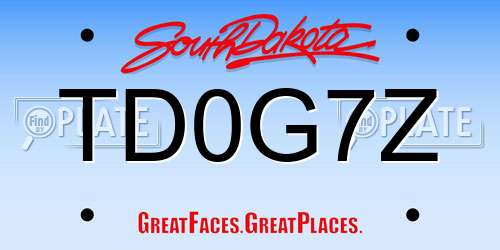 TD0G7Z South Dakota License Plate