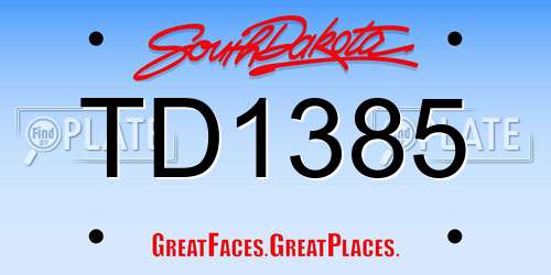 TD1385 South Dakota License Plate