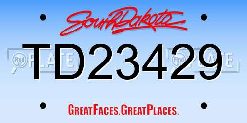 TD23429 South Dakota License Plate