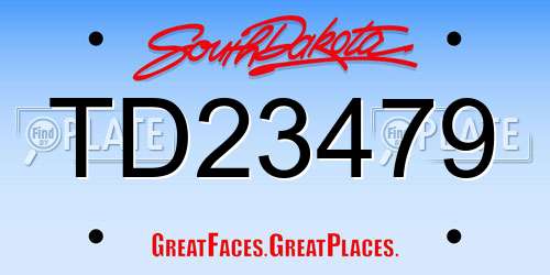TD23479 South Dakota License Plate