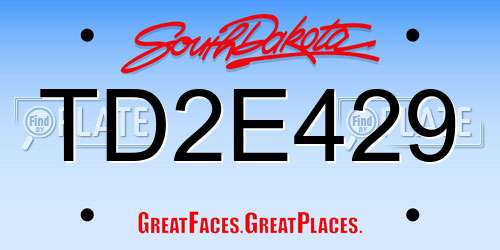 TD2E429 South Dakota License Plate