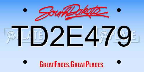 TD2E479 South Dakota License Plate