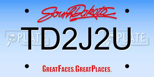 TD2J2U South Dakota License Plate