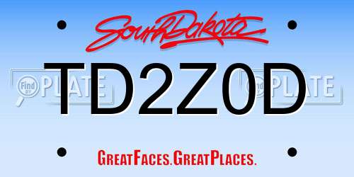 TD2Z0D South Dakota License Plate