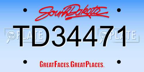 TD34471 South Dakota License Plate