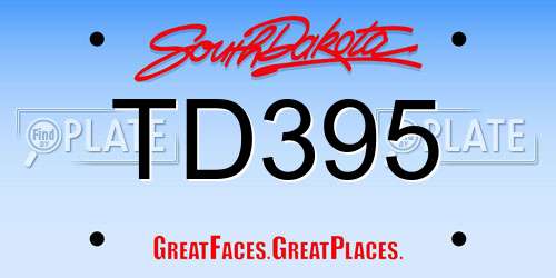 TD395 South Dakota License Plate
