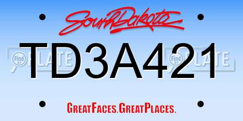 TD3A421 South Dakota License Plate