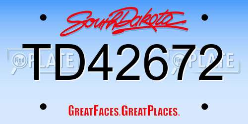 TD42672 South Dakota License Plate