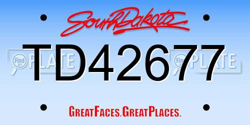TD42677 South Dakota License Plate