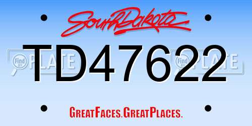 TD47622 South Dakota License Plate