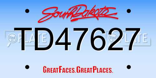 TD47627 South Dakota License Plate