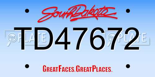 TD47672 South Dakota License Plate