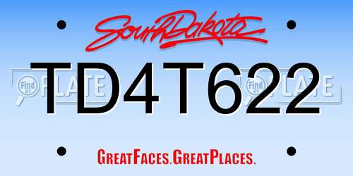 TD4T622 South Dakota License Plate