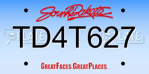 TD4T627 South Dakota License Plate