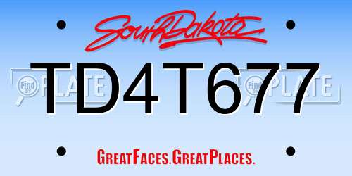 TD4T677 South Dakota License Plate