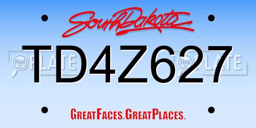 TD4Z627 South Dakota License Plate