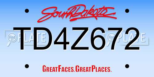TD4Z672 South Dakota License Plate
